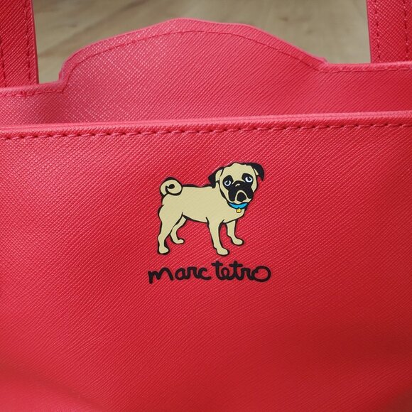 Marc Tetro Red Pug Dog Small Tote Crossbody Bag Purse NWOT - Picture 7 of 16